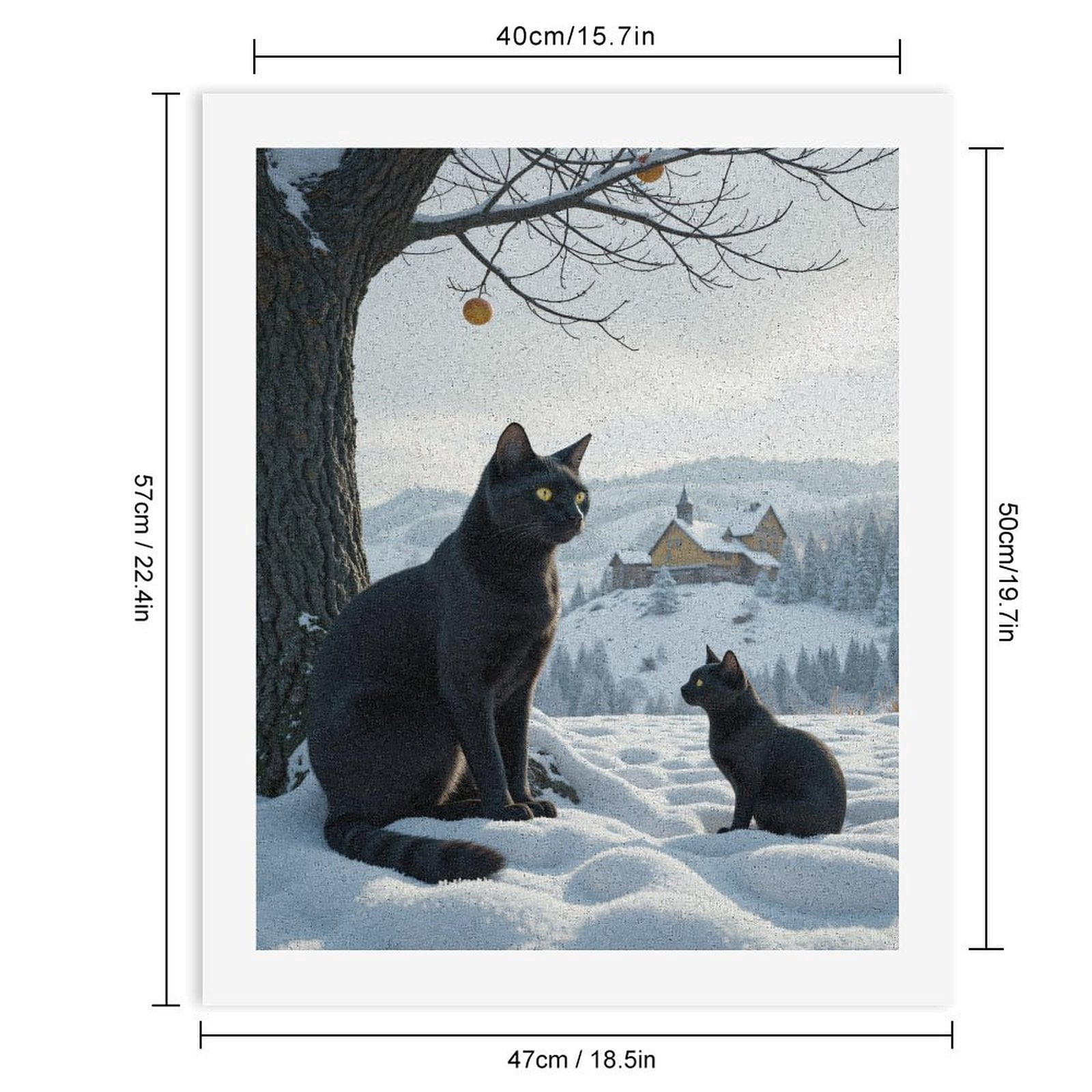 Paint by Numbers Kit for Adults, Black Cats Snowy Landscape Cabin Paint by Numbers, Easy Paint by Numbers Kit for Adults Beginner, DIY Adult Paint by Number Kits on Canvas, Home Decor