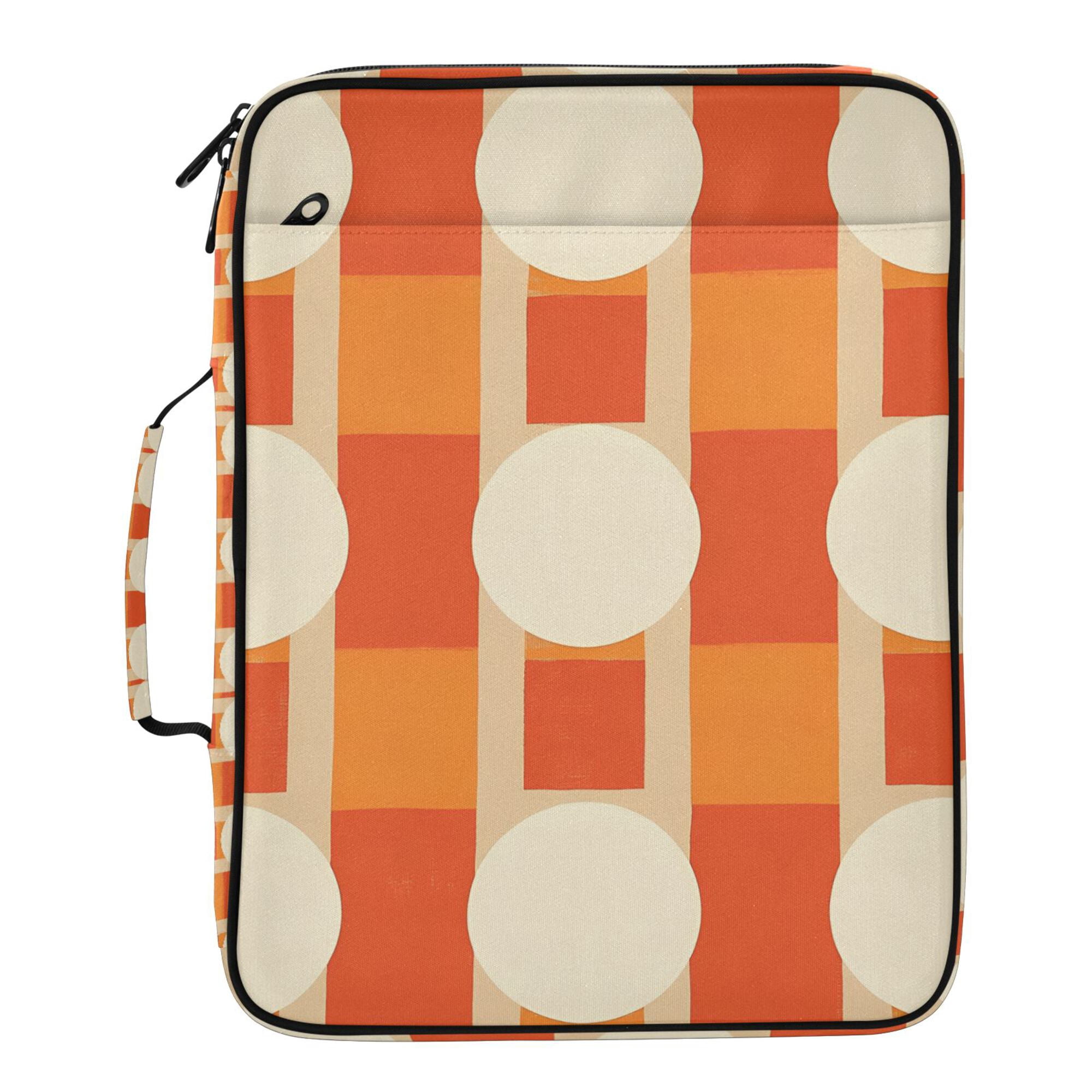 FORMRS Accordion File Folder A4 Size 7-Pocket Expanding Document Organizer Bag with 3 Ring Binder, Beige Geometric Circles