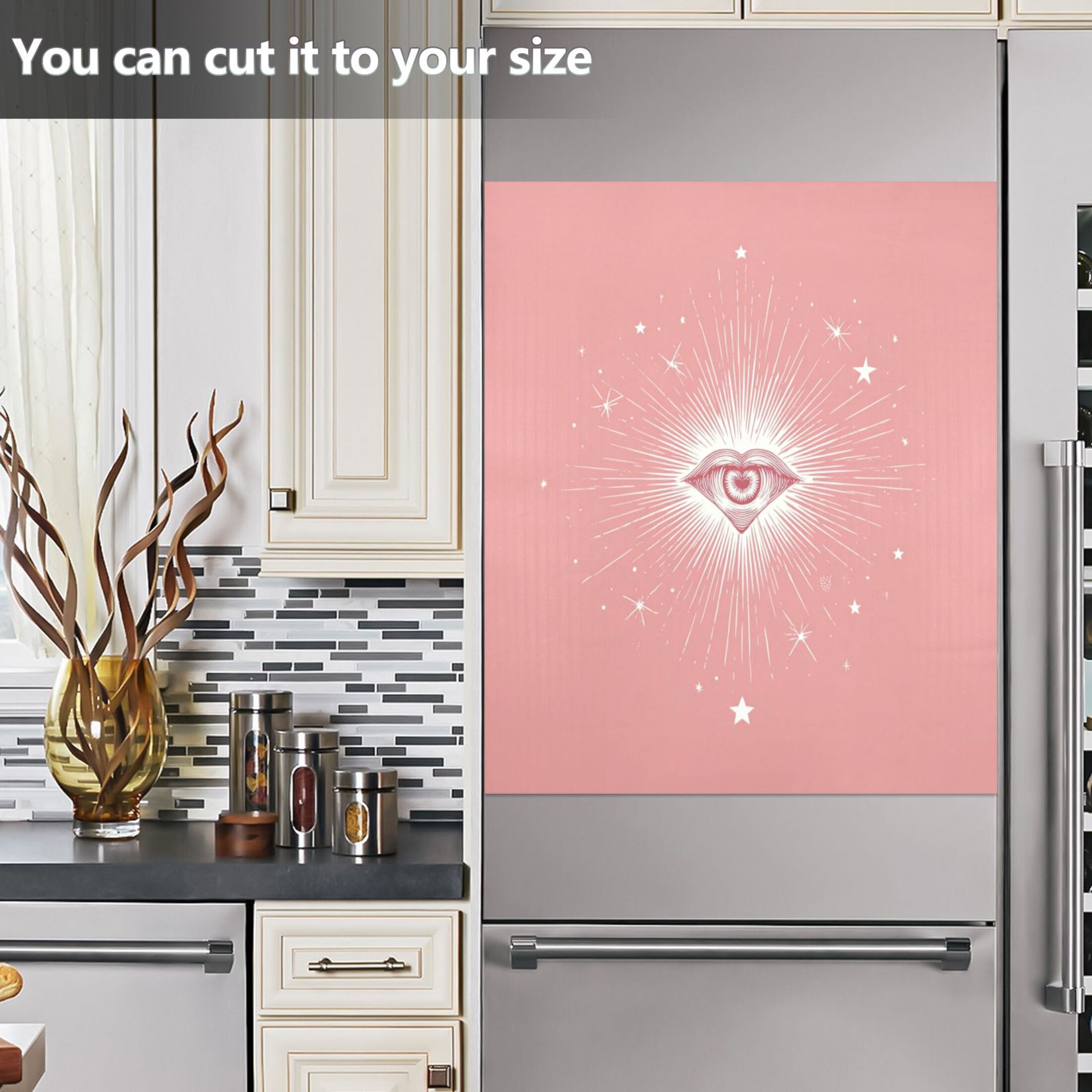 IAUYY Magnetic decorative sticker - 23x26 Inch PVC Refrigerator Decorative Cover, Removable DIY Art for Kitchen Appliances A Heart-shaped