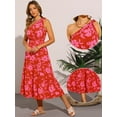 thumbnail image 2 of DARING DIVA Floral Midi One Shoulder Sleeveless Boho Dress XL Hot Pink, 2 of 6