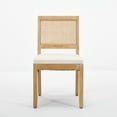 thumbnail image 6 of Hassch Set of 2 Dining Side Chairs, Farmhouse Kitchen Chairs w/ Solid Wood Frame, Rattan Backrest, Linen Upholstered Seating, Max 300lbs Capacity (Beige), 6 of 9