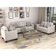 thumbnail image 5 of CRO Decor 3 Piece Sectional Sofa Set Living Room Linen Furniture (Beige), 5 of 11