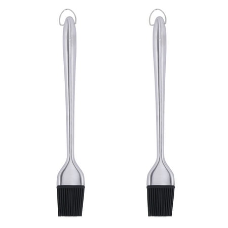 

2X Heavy-Duty BBQ Basting Brush Silicone Bristles with 12 Inch Stainless Steel Handle Make Grilling Easy