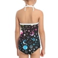 thumbnail image 3 of SEANATIVE Lace Up One Piece Bathing Suit Elastic Kids Bikini Swimsuit for Girls Size 7-8 T Casual Beach Swimwear Body Suits Colorful Star Moon, 3 of 5