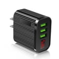 thumbnail image 1 of Charging Blocks Quick Charging Blocks 3 USB Ports LED Digital Display Cell Phone Brick Charging Cube Phone Charging Adapter US plug [flat feet] black, 1 of 5