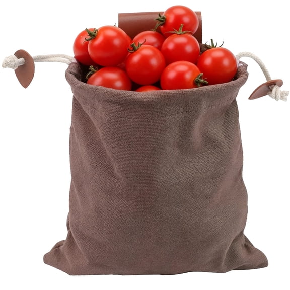 Canvas Foraging Bag – Collapsible Mushroom Pouch with Drawstring, Hands-Free Berry Picking Bag for Hiking Camping, Foldable Harvest Pouch with Leather Fastener, Lightweight Outdoor Travel Accessory