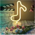 thumbnail image 1 of Lámpara de noche decorativa de neón LED con forma de nota musical, pedestal, luces de marquesina de neón brillantes, letreros de neón LED que funcionan con pilas o USB, decoraciones para bailar, 1 of 1