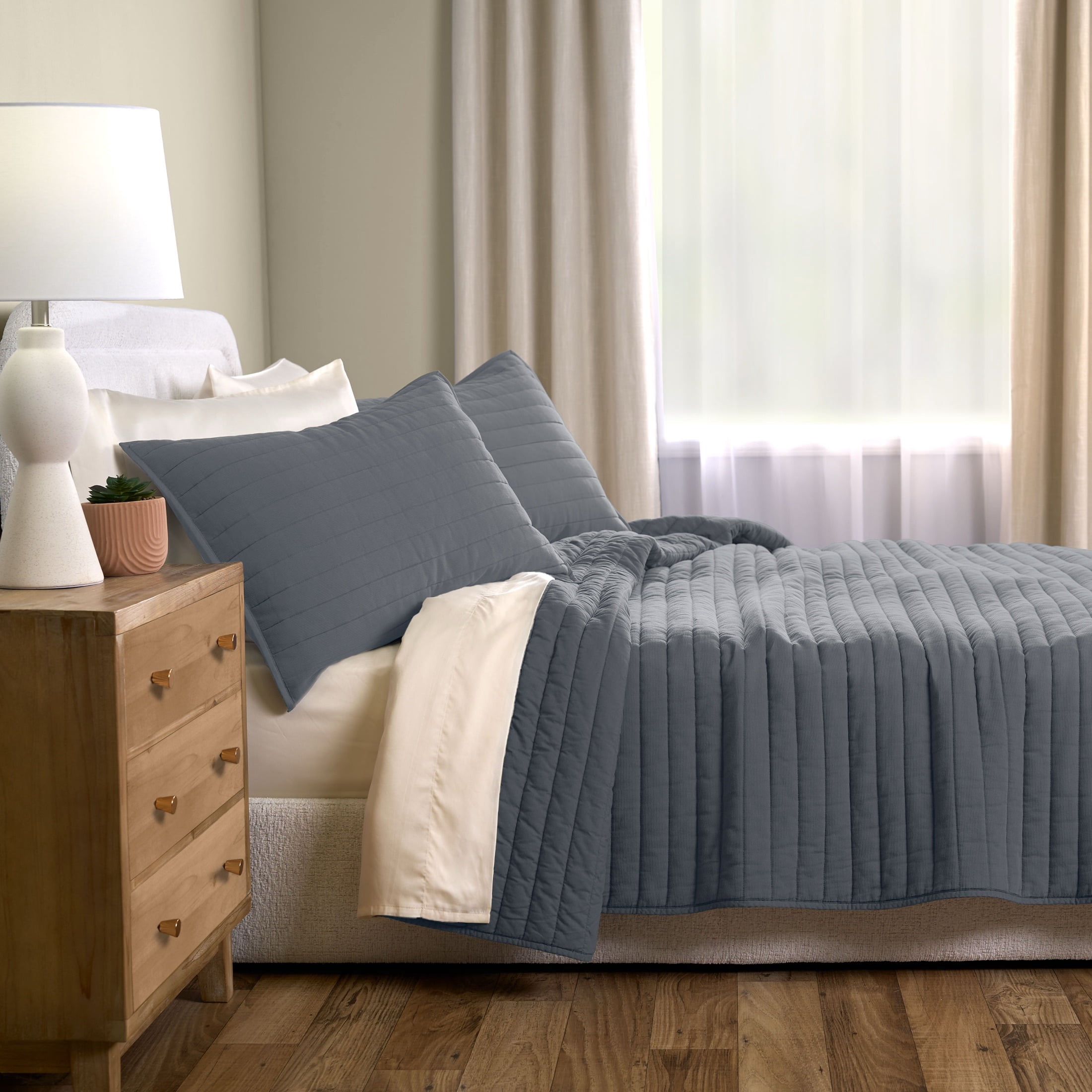 Allswell Organic Cotton 3-Piece Quilt Set, Gray Shark, King/California King