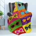 thumbnail image 4 of 70s Party Soft Flannel Fleece Blanket, Pop Art Style Sunglasses Vibrant Colorful Combination Summer Season Fun Artwork, Cozy Plush for Indoor and Outdoor Use, 70" x 90", Multicolor, by Ambesonne, 4 of 5