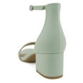 thumbnail image 3 of Cityclassified Shoes Women Low Chunky Block Heel Sandals Open Toe Ankle Strap WEEKEND-S Light Green Mint Nubuck Suede 5.5, 3 of 5