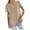 Khaki, variant on LEAVINGSUO Button Down Shirts for Women, Womens Tops Womens Fashion Women Fashion Solid Color V-Neck Button T-Shirt Tops Short Sleeve Loose Blouse
