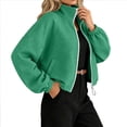 thumbnail image 2 of Antinious Women Casual Zip Jacket Collar Drawstring Pocket Solid Long Sleeve Comfy, 2 of 5