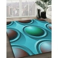 thumbnail image 3 of Ahgly Company Machine Washable Indoor Square Transitional Blue Jay Blue Area Rugs, 5' Square, 3 of 7