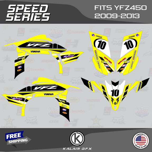 Kalair GFX Graphics Kit for Yamaha ATV YFZ 450 (2009-2013) Speed Series