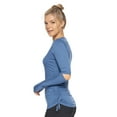 thumbnail image 2 of Expert Brand USA-Made Women's MoCA Cotton Blend V-Neck Long Sleeve, Stone Blue, Medium, 2 of 5