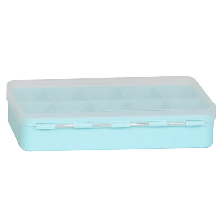 Everything Mary 10 Compartment Plastic Bead Storage Box, Teal (Single)