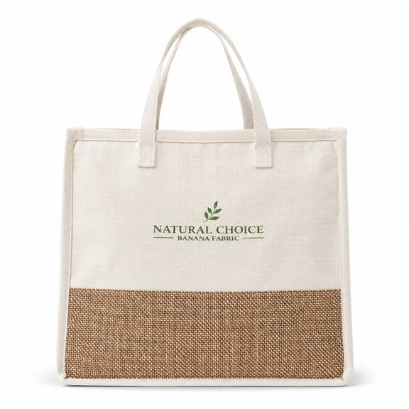 Adi Veda - Reusable Natural Fabric Tote Bag, Spacious Shopping Carry Bag with Sturdy Handles and Woven Lower Panel