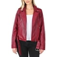thumbnail image 2 of KOGMO Women's Vegan Leather Moto Jacket with Belt, 2 of 5