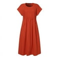 thumbnail image 5 of ZANZEA Women O-Neck Short Sleeve Pleated Party Kaftan Long Dress Summer Casual Loose Sundress, 5 of 7