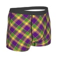 thumbnail image 3 of Balery Mardi Gras Plaid Men's Boxer Briefs, Soft and Breathable Cotton Underwear with nylon Waistband-Medium, 3 of 9