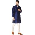 thumbnail image 6 of SKAVIJ Men's Art Silk Kurta Pajama Set Indian Traditional Wear Dress Blue M, 6 of 6