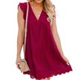 thumbnail image 1 of Summer V-neck Cotton Short Skirt Solid Color Dress California Romper For 2022, 1 of 3