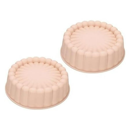 

2 Pcs Silicone Cake Pans Round Cake Moulds for Baking Flower Shape Moulds Pink- Kitchen Dining & Bar