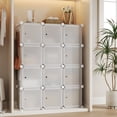 thumbnail image 4 of 12-Cube Modular Shoe Storage Cabinet with Doors – Stackable, Expandable Organizer – Durable Plastic/PVC, Dustproof, Space-Saving Shoe Rack – White, 4 of 8