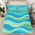 thumbnail image 2 of Castle Fairy Gradient Blue Green Stripes Queen Sheet Sets,Abstract Geometric Lines Bed Set, 2 of 7
