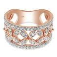 thumbnail image 3 of 3/4 ct. t.w Round Cut Lab Created Moissanite Diamond Double Row Floral Wedding Band Ring For Women In 10K Solid Rose Gold (G-H Color, VVS1 Clarity, 0.75 Cttw)-7.5, 3 of 7