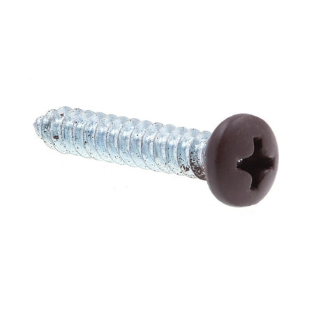 

Prime-Line 9154779 Sheet Metal Screws Self-Tapping Pan Head Phillips Drive #8 X 1 in Zinc Plated Steel With Brown Head 25-Pack