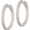 thumbnail image 2 of Sterling Silver Rhodium-Plated In And Out Cz Round Hinged Hoop Earrings (26 X 28) Made Indonesia qe7950, 2 of 5