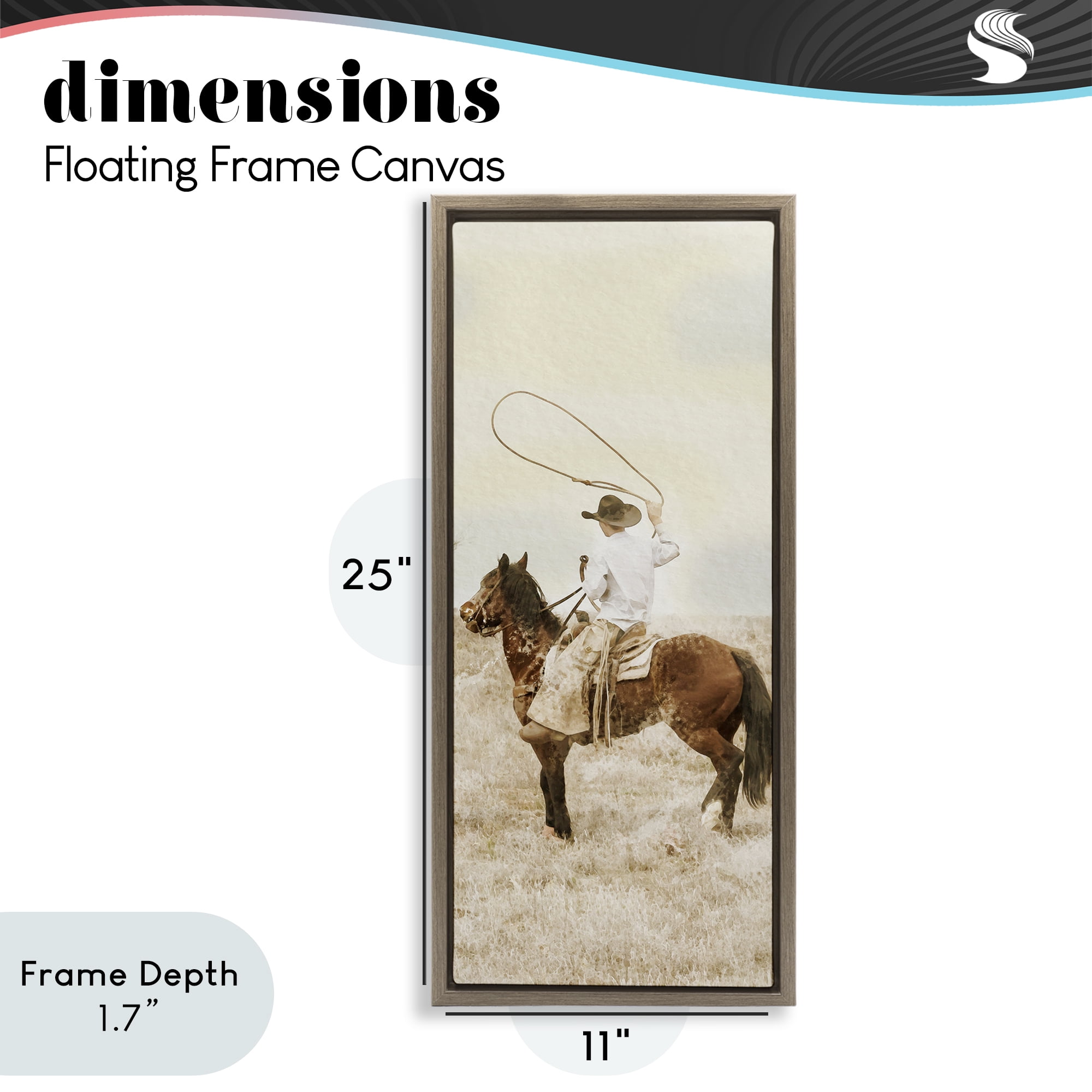 Stupell Industries Wrangling Cowboy Lasso Brown Framed Floater Canvas Wall Art, design by Marcus Prime