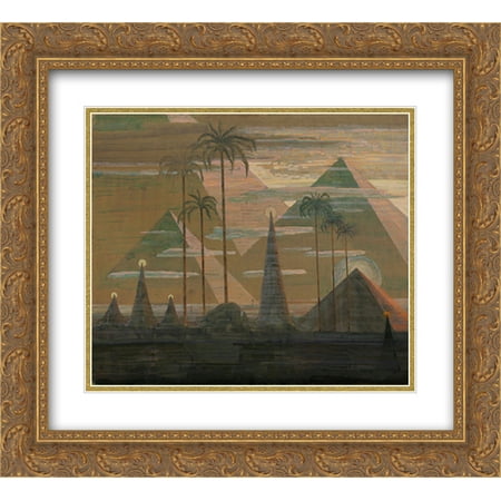 - Mikalojus Ciurlionis 2x Matted 22x20 Gold Ornate Framed Art Print 'Andante (Sonata of the Pyramids) '