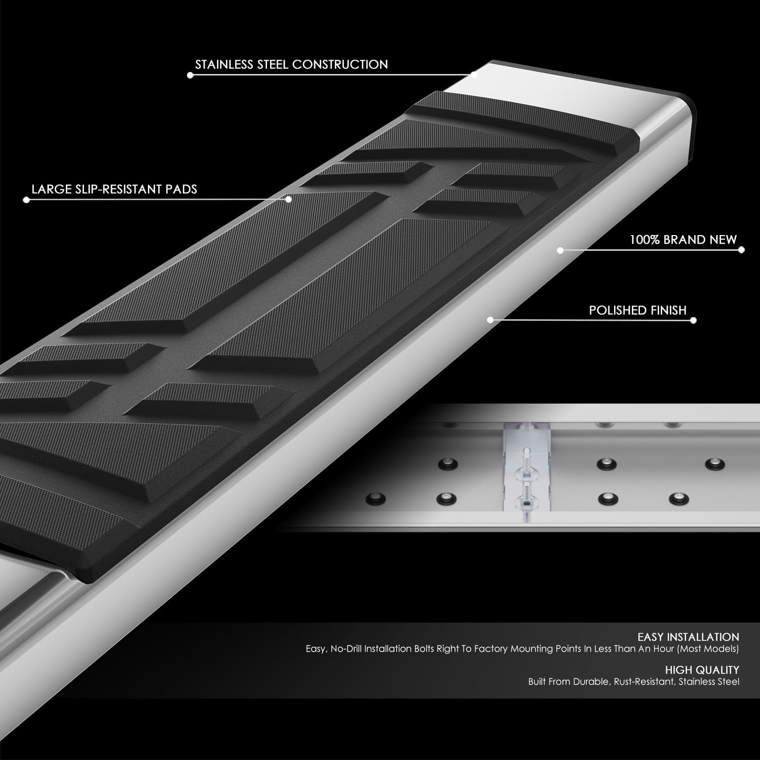DNA Motoring 6.5" Side Step Nerf Bars Running Boards for 2015-2021 Lexus NX200t NX300 NX300h