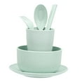 thumbnail image 4 of Luzkey 3x6x Wheat Straw Dinnerware Set Unbreakable Cups Plates for RV Toddlers Kids Green, 4 of 8