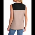 thumbnail image 3 of Camiseta Sin Mangas Informal de Verano con Cuello Redondo y Bloques de Color para Mujer, Color Negro y Albaricoque S, 3 of 8