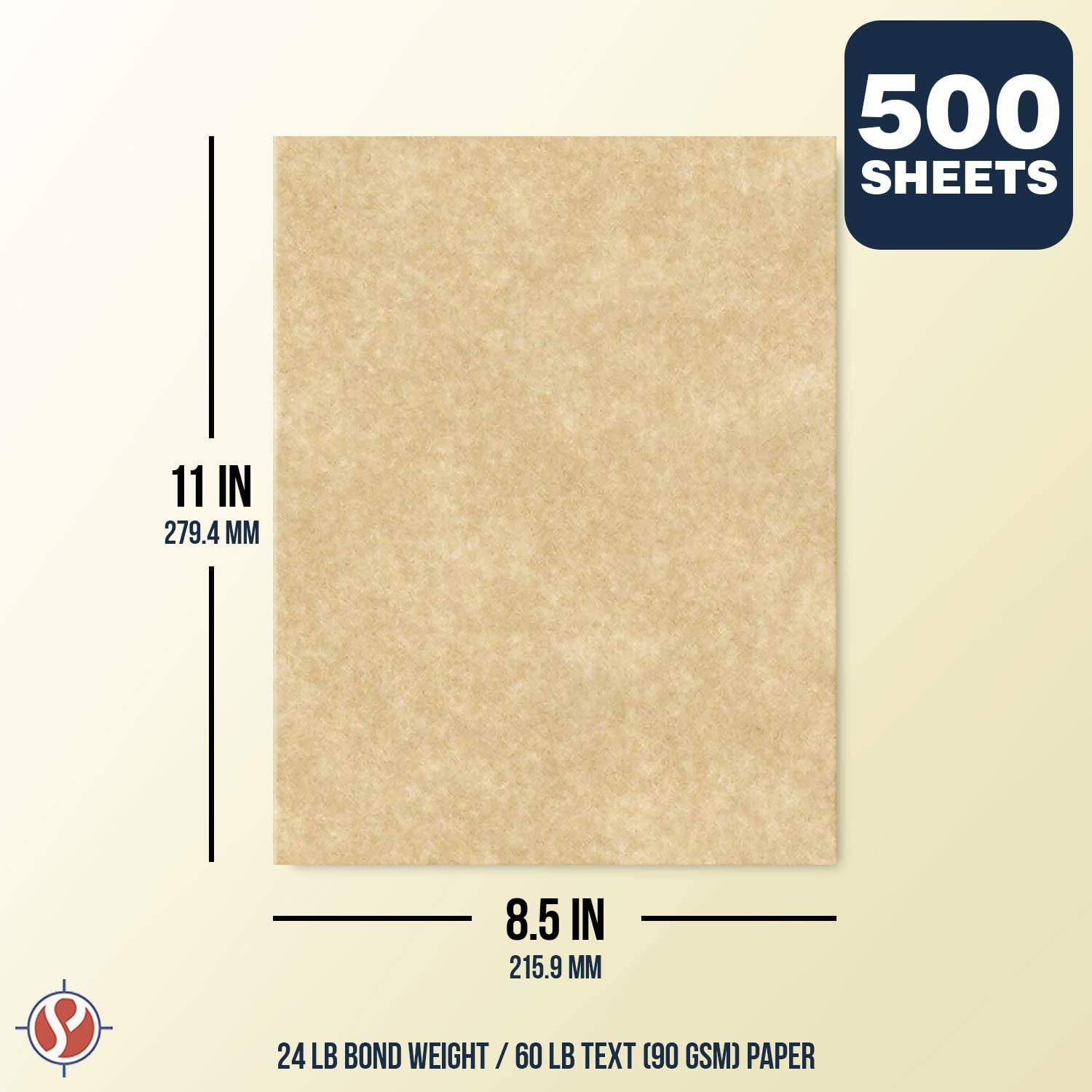 Aged Parchment Paper, Copy, Writing, Printing, 24w (90gsm), 11 x 17, 100  Sheets