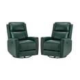 thumbnail image 3 of 14 Karat Home Genuine Leather Swivel Rocker Recliner Set of 2, Modern Home Theater Lounge Sofa for Living Room Bedroom in Green, 3 of 10