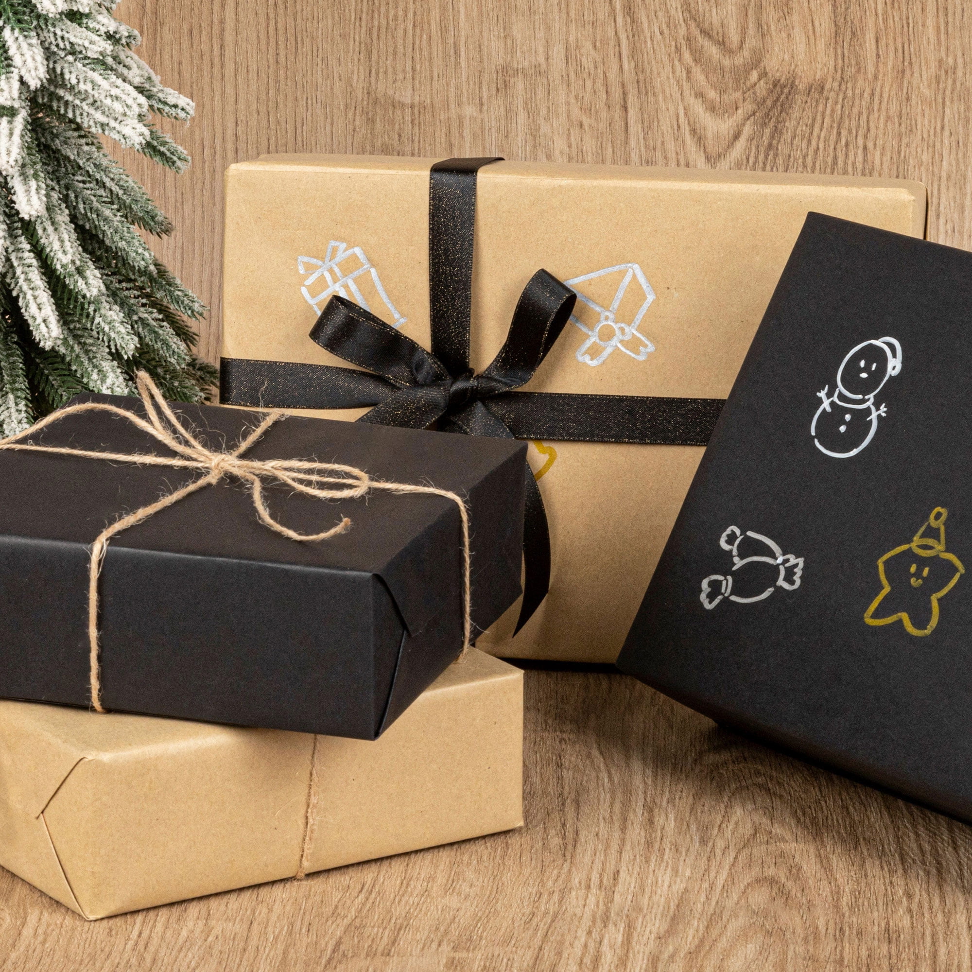 LaRibbons 30" x 33' Kraft Chalkboard Wrapping Paper 2 Pack with Chalk Markers, Gift Wrap Paper for Birthday, Holiday, Wedding, DIY Crafts