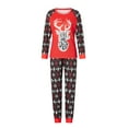 thumbnail image 2 of Christmas Family Pajamas Matching Set, Long Sleeve Deer Print T-shirt with Snow Print Pants Sleepwear Loungewear, 2 of 10