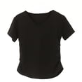thumbnail image 3 of Kajonyu Women's Nylon Spandex V Neck Short Sleeve Workout Yoga Top, 3 of 6
