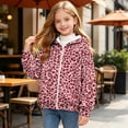 thumbnail image 6 of SERTGUTR Girls Leopard Print Hooded Sweatshirt, Zip Up Fleece Jacket with Pockets, Long Sleeve Casual Outerwear, Everyday School Outdoor Warm Coat, 6 of 8