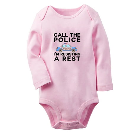 

Call The Police I m Resisting A Rest Funny Rompers Newborn Baby Unisex Bodysuits Infant Jumpsuits Toddler 0-12 Months Kids Long Sleeves Oufits (Pink 6-12 Months)
