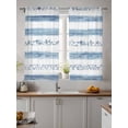 thumbnail image 4 of Abstract Sheer Curtains 2 Panels Set Blue Gradient Geometric Striped Retro Farmhouse Lihgt Filtering Rod Pocket Voile Drape, Semi Sheer Window Curtains for Bedroom Living Room, 52"x63", 4 of 5