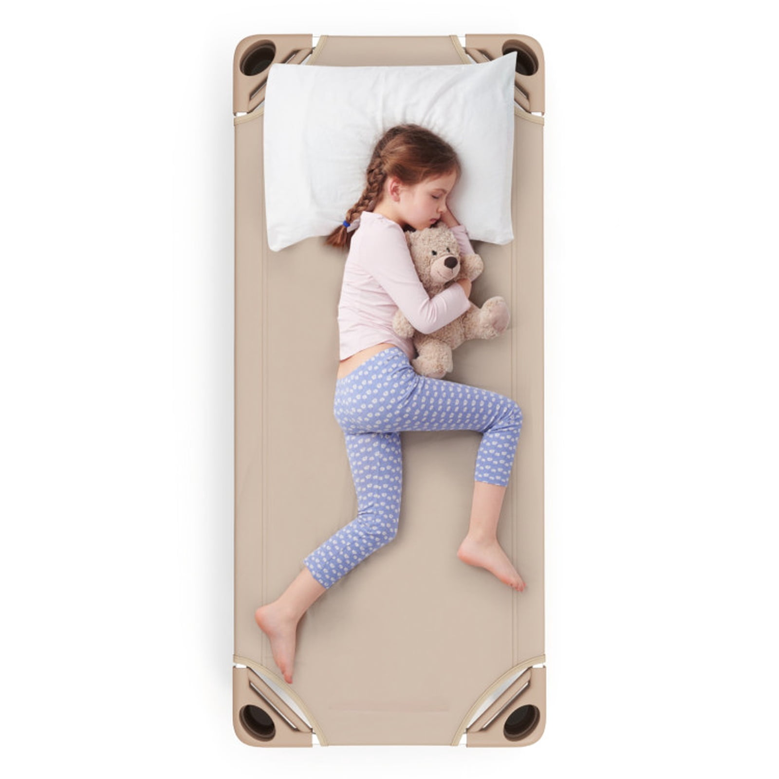 Furnibear Toddler Bed Kids Stackable Daycare Cot Pack of 6 with Detachable Oxford Cloth, Coffee