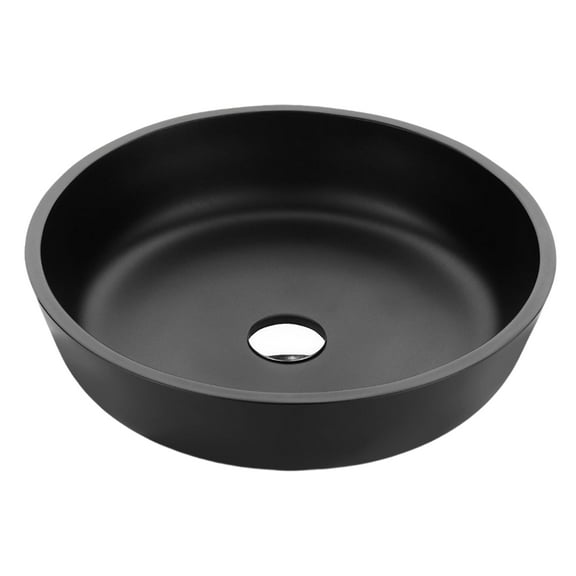 ANZZI Allegro 16.5" Round Glass Vessel Bathroom Sink in Matte Black Finish