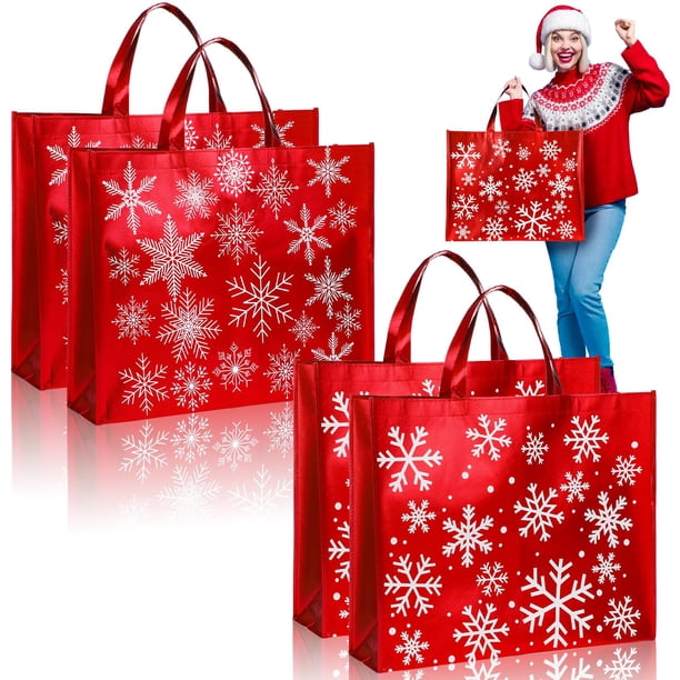 Bolsas de Regalo PerKoop 40x50x13 cm Reutilizables para Navidad 4 unidades