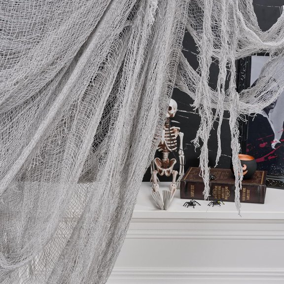 315 x 78.7 Halloween Gray Creepy Cloth Decorations Spooky Fabric Creepy Scary Gauze Cloth Decoration for Halloween Party Supplies