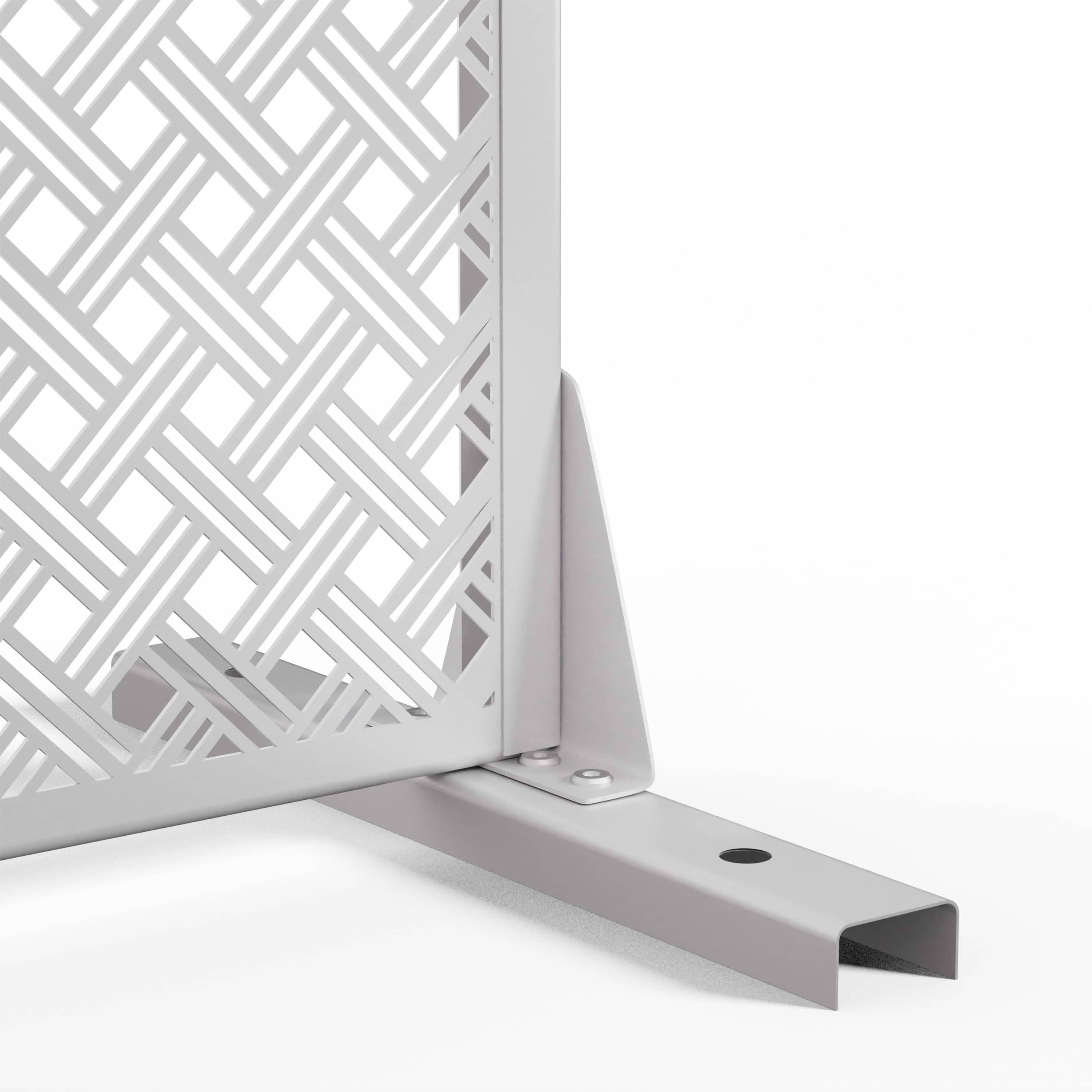 MAYEERTY 72x47x16 Inch White 2-Grid Woven Rectangular Galvanized Steel Privacy Screen, 3 Piece Set for Outdoor Garden